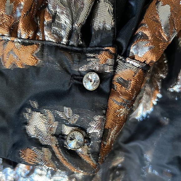 OTTOD'AME FLORAL Made in Italy METALLIC MINI DRESS Brown SIZE MEDIUM - Picture 13 of 16